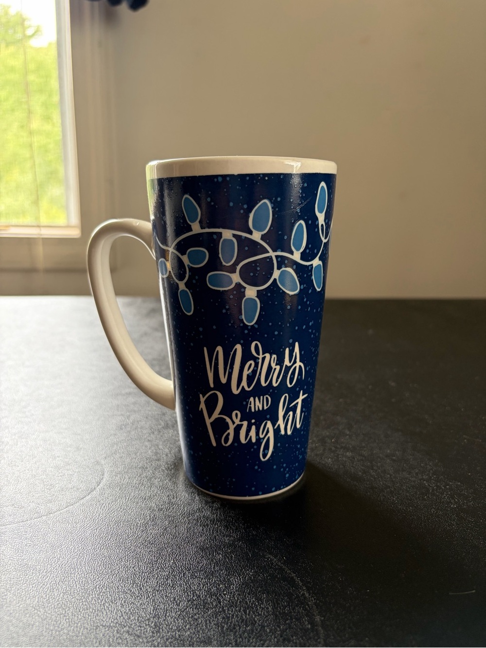 Merry and Bright Blue Ceramic Holiday Mug